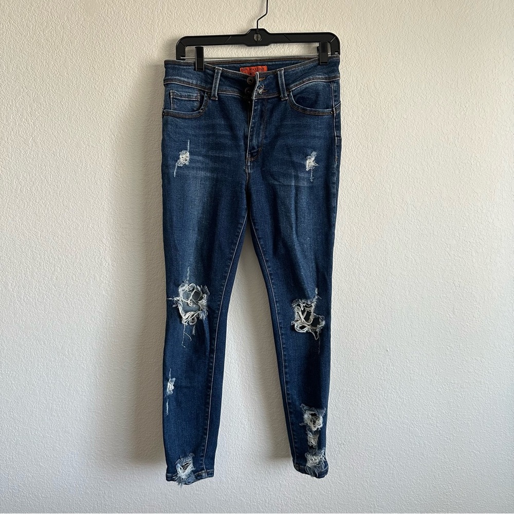 Wax Jean Blue Skinny Distressed Denim